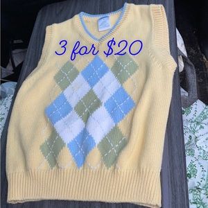 Gymboree pastel yellow, blue & green argyle sweater vest 3T. 3itemsfor$20